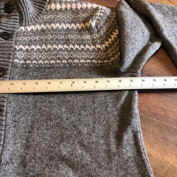 Old Navy Sweater Men's XL Cardigan Gray Fair Isle Grandpa Academia Preppy - Picture 4 of 5